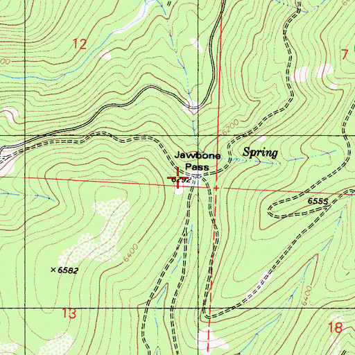 Topographic Map of Jawbone Pass, CA