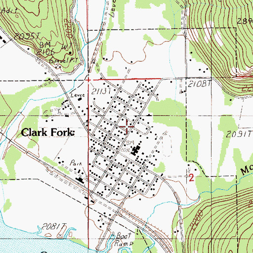 Topographic Map of Clark Fork Valley Fire Department, ID
