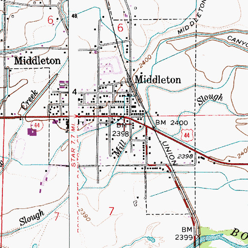 Topographic Map of Middleton Rural Fire District Station 1, ID