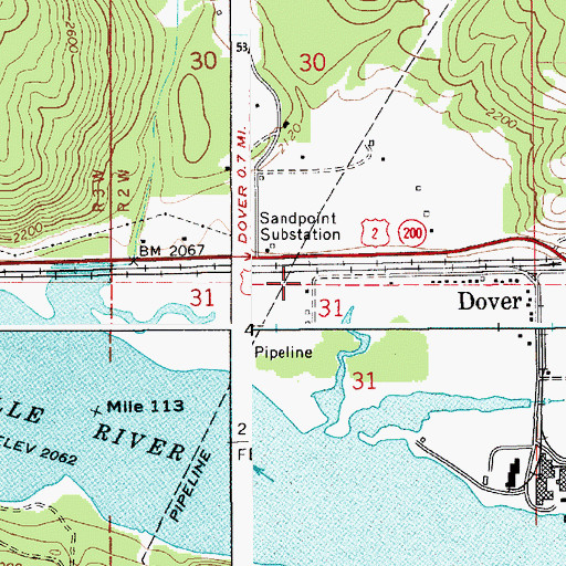 Topographic Map of Selkirk Fire Dover Station, ID