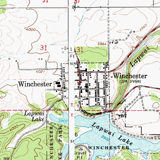 Topographic Map of Winchester Volunteer Fire Department, ID