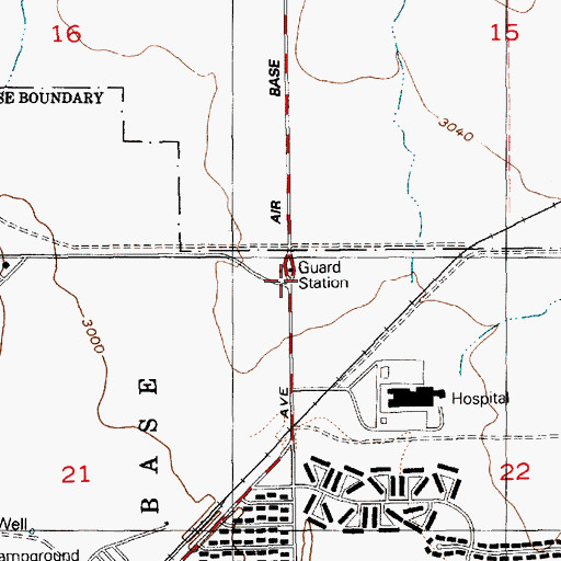 Topographic Map of Mountain Home Air Force Base Fire Department Station 1, ID