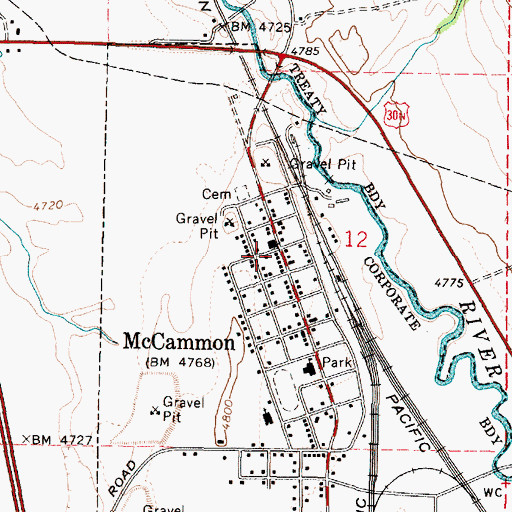 Topographic Map of McCammon Volunteer Fire Department, ID