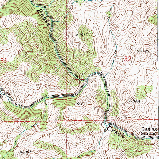 Topographic Map of Robie Creek Volunteer Fire Department Station 1, ID