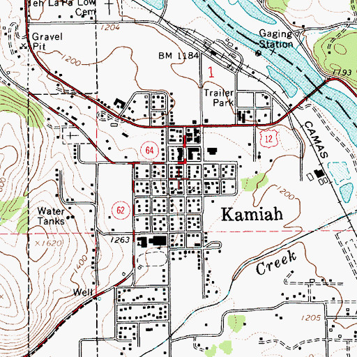 Topographic Map of Kamiah Volunteer Fire Department, ID