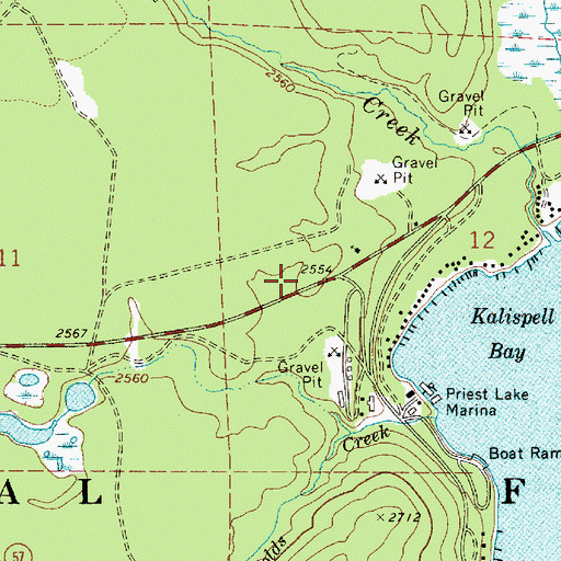 Topographic Map of West Priest Lake Fire Department Station 1, ID