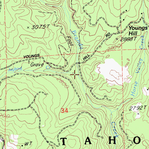 Topographic Map of Jaybird Creek, CA