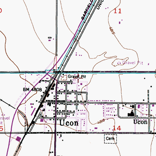 Topographic Map of Ucon Volunteer Fire Department, ID