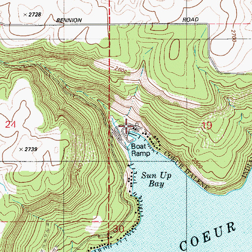 Topographic Map of Worley Fire District Station 4, ID