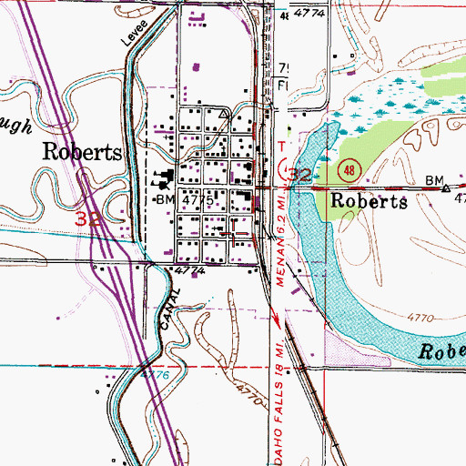 Topographic Map of Roberts Fire District, ID