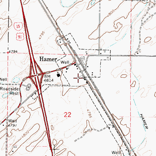 Topographic Map of Hamer Fire Department, ID