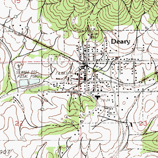 Topographic Map of Deary Rural Fire District, ID