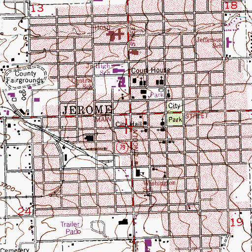 Topographic Map of Jerome City Fire Department Station 3, ID