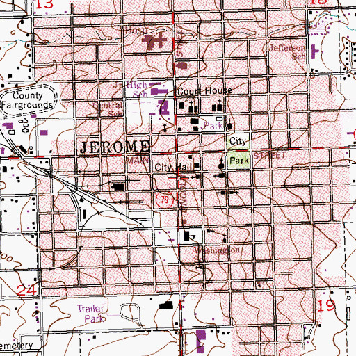 Topographic Map of Jerome Rural Fire District, ID