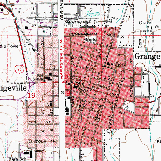 Topographic Map of Grangeville Fire Department, ID