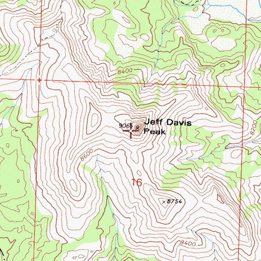 Topographic Map of Jeff Davis Peak, CA