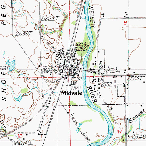 Topographic Map of Midvale Fire District, ID