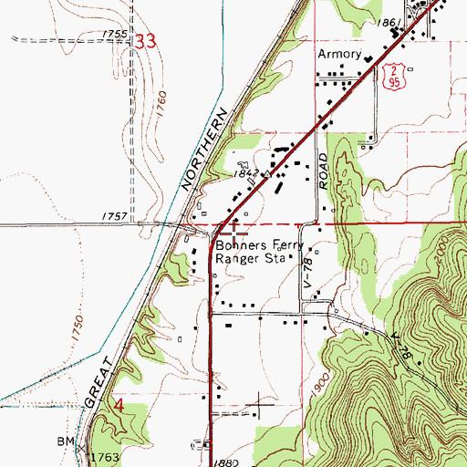 Topographic Map of Kootenai Valley Forest Protection District, ID
