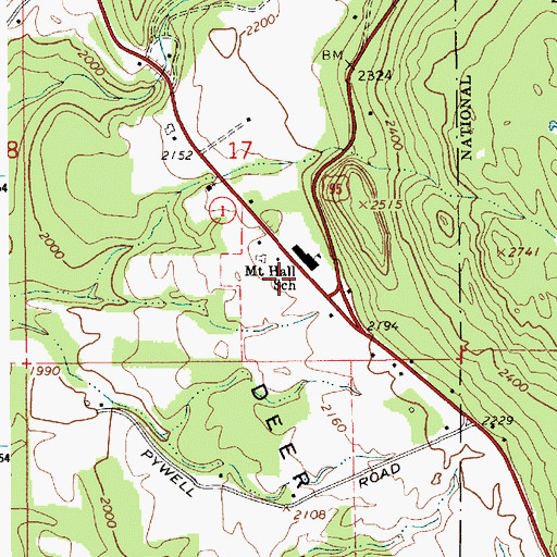 Topographic Map of Hall Mountain Volunteer Fire Department Station 2, ID