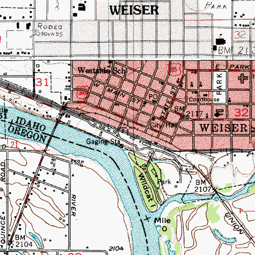 Topographic Map of Weiser Area Rural Fire District Station 1, ID