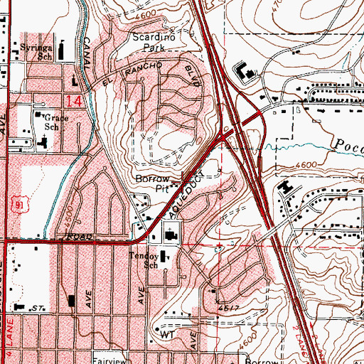 Topographic Map of Pocatello Fire Department Station 3, ID