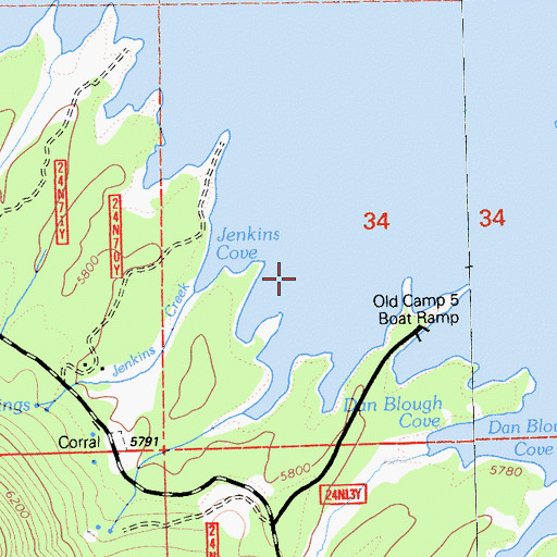 Topographic Map of Jenkins Cove, CA
