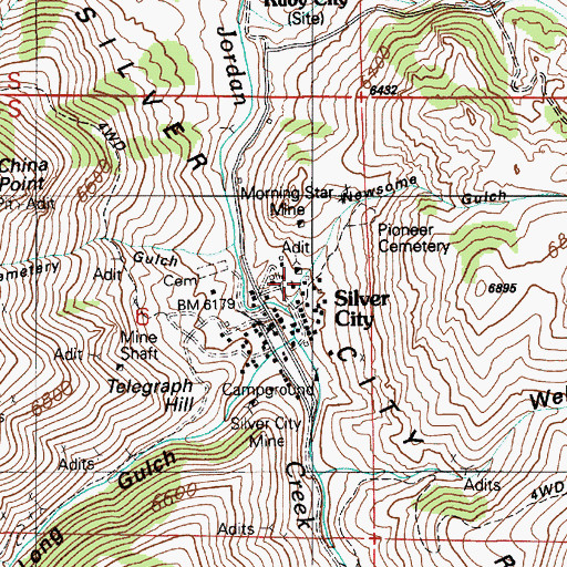 Topographic Map of Silver City Fire and Rescue Station, ID