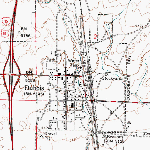 Topographic Map of Dubois City Fire Department, ID