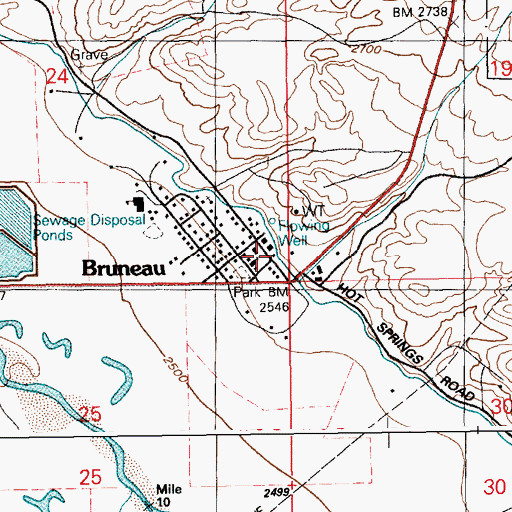 Topographic Map of Bruneau Fire Department, ID