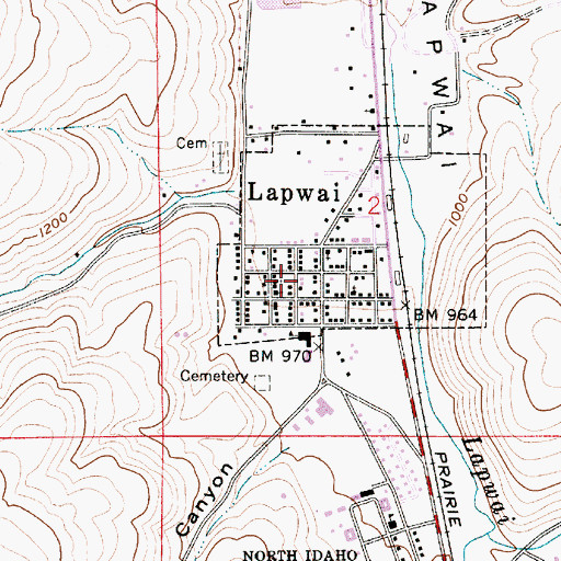 Topographic Map of Lapwai Volunteer Fire Department, ID