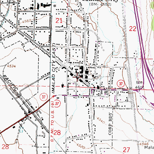 Topographic Map of Oneida County Volunteer Fire Department, ID