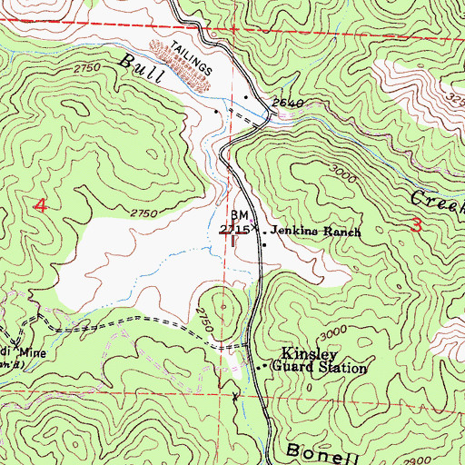 Topographic Map of Jenkins Ranch, CA