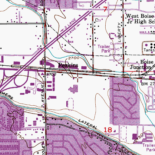 Topographic Map of Boise City Fire Department Station 6, ID