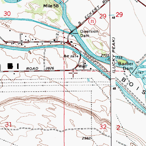 Topographic Map of Boise City Fire Department Station 22, ID