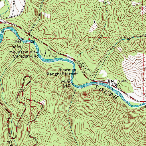 Topographic Map of Lowman Ranger District, ID