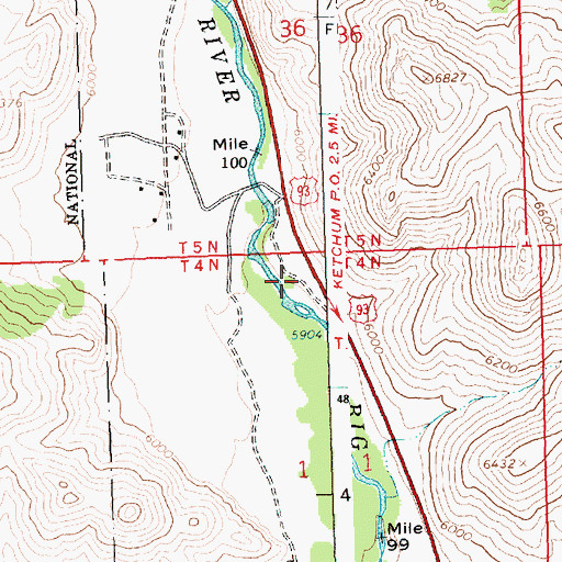 Topographic Map of Ketchum Fire Department Station 3, ID