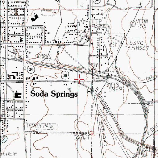 Topographic Map of Caribou County Fire Department, ID