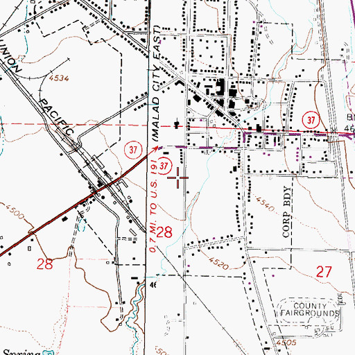 Topographic Map of Malad City Volunteer Fire Department, ID
