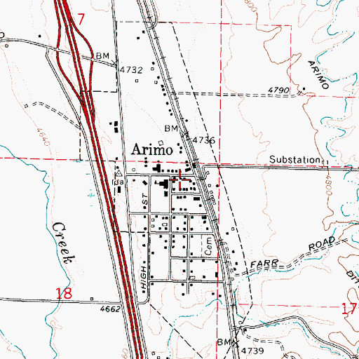 Topographic Map of Arimo Fire Department, ID