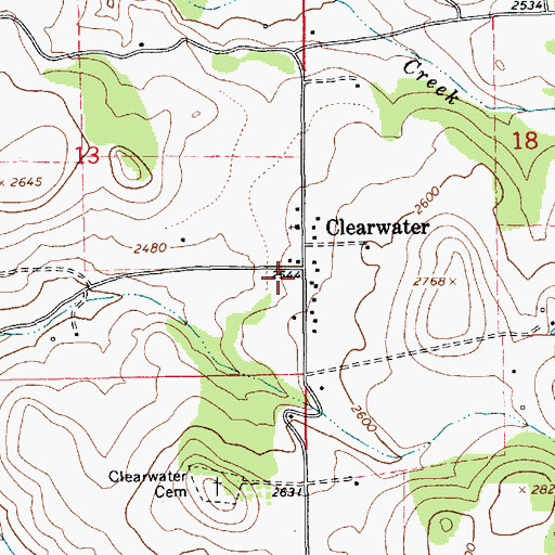 Topographic Map of Battle Ridge - Pleasant Valley - Clearwater Volunteer Rural Fire Department, ID