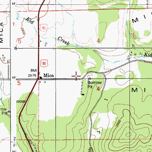 Topographic Map of Mica - Kidd Island Fire Department, ID