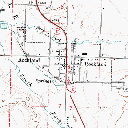 Topographic Map of Rockland Rural Fire District, ID