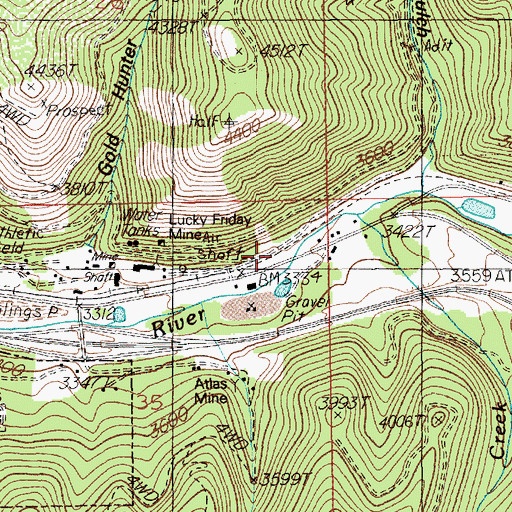 Topographic Map of Shoshone County Fire Protection District 3, ID