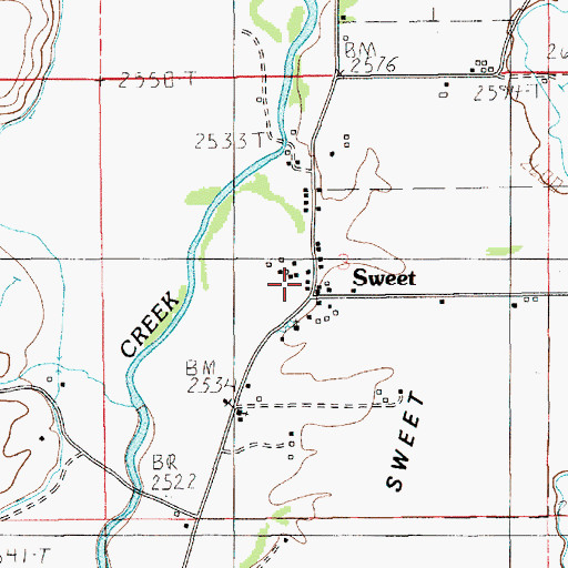 Topographic Map of Gem County Fire District 2 Sweet Station, ID