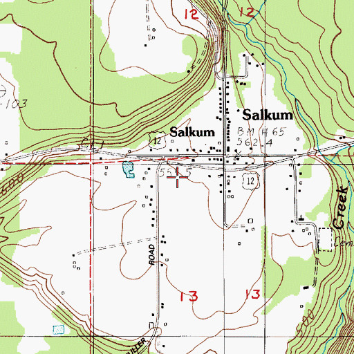 Topographic Map of Lewis County Fire District 8 Salkum Volunteer Fire Department, WA