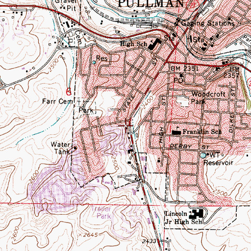 Topographic Map of Pullman Fire Department Station 31, WA