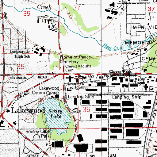 Topographic Map of West Pierce Fire and Rescue Station 21, WA