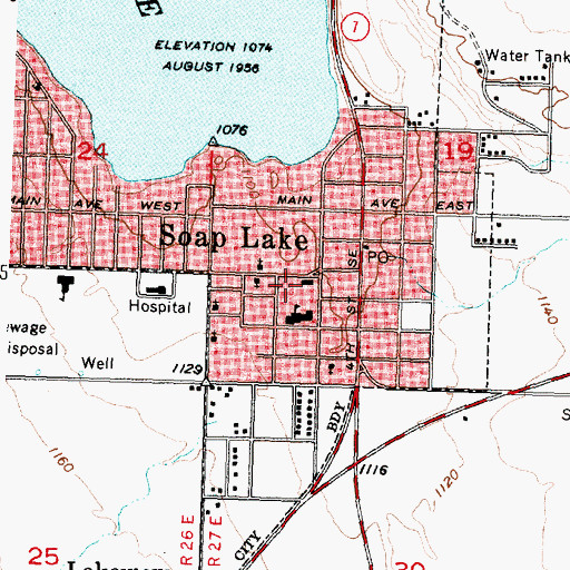 Topographic Map of Soap Lake Fire Department, WA