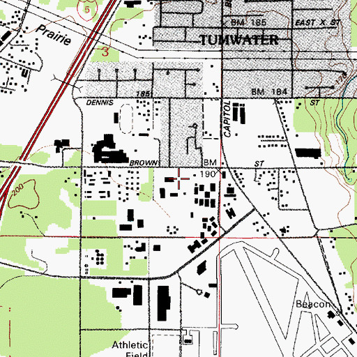 Topographic Map of Tumwater Fire Department Headquarters, WA