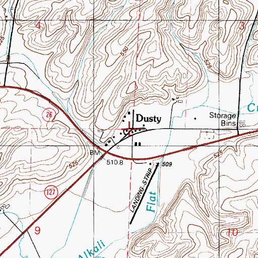 Topographic Map of Dusty Fire Department, WA